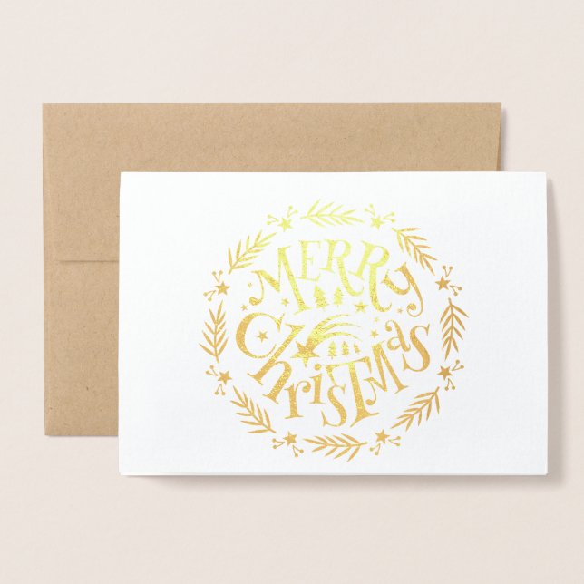 fröhliches WeihnachtsfamilienFoto Folienkarte (Vorderseite mit Umschlag)