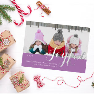 Fröhliches Weihnachtsfamilienfoto Moderne Schrift Folieneinladung