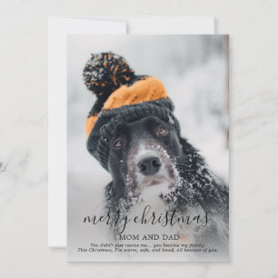 Fröhliches Weihnachtshund-Foto Feiertagskarte