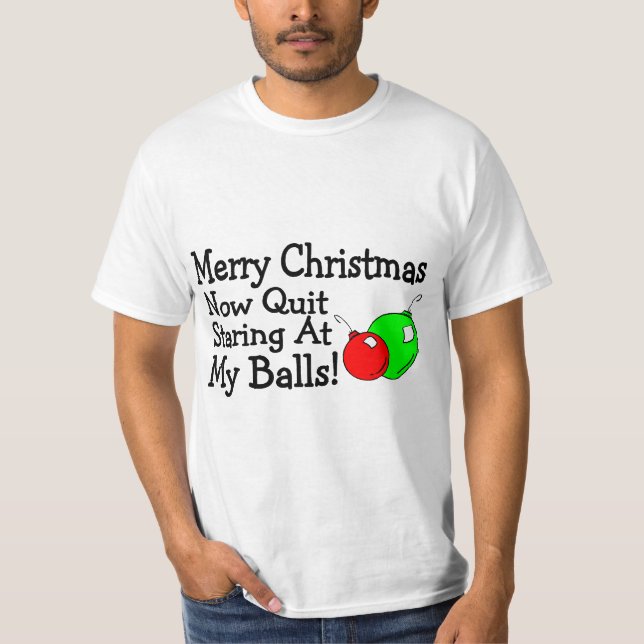 Fröhliches Weihnachtsjetzt beendigtes Anstarren T-Shirt (Vorderseite)
