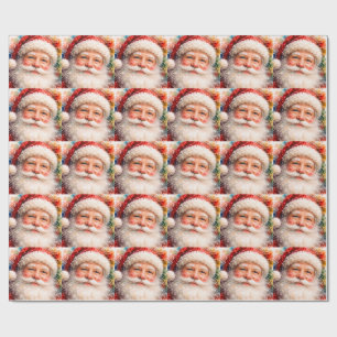Fröhliches Weihnachtsmann-Porträt  Geschenkpapier