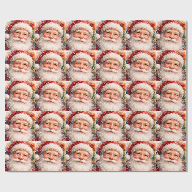 Fröhliches Weihnachtsmann-Porträt  Geschenkpapier (Flach)