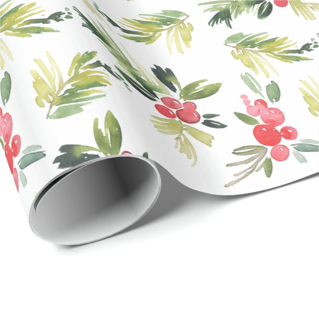 Fröhliches Weihnachtsmuster des Mistelzweig-| Geschenkpapier (Rolleneckpunkt)