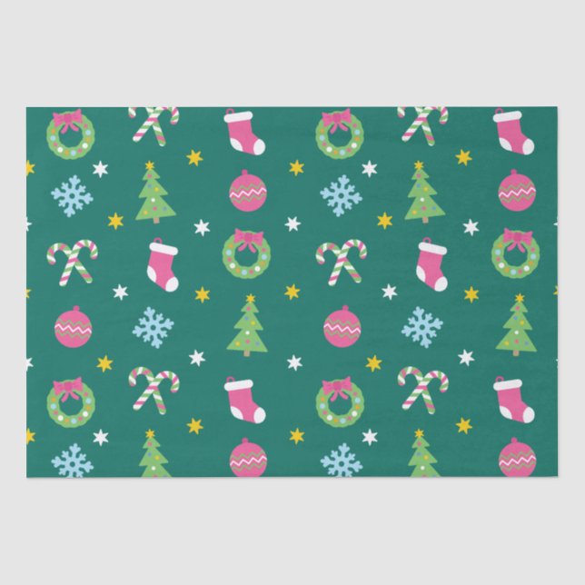 Fröhliches Weihnachtsmuster Seidenpapier (Vorderseite)