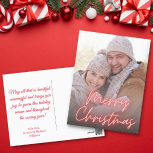 fröhliches Weihnachtsrotes Foto Feiertagspostkarte