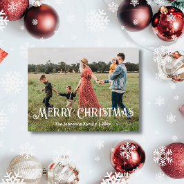 fröhliches Weihnachtsstylish White Typografy Foto Feiertagspostkarte