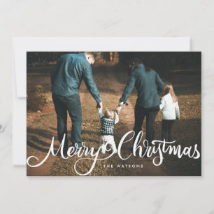 fröhliches Weihnachtsweiße Großschrift Foto Feiertagskarte