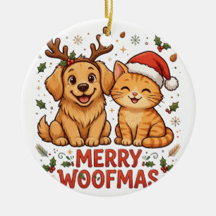 Fröhliches Woofmas-Haustier-Ornament Keramik Ornament