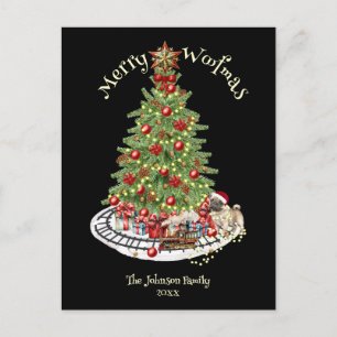 Fröhliches Woofmas-Hund-Design - Pug Feiertagspostkarte