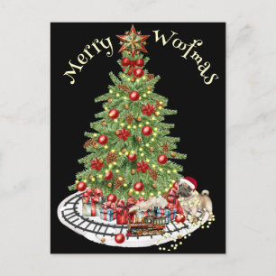 Fröhliches Woofmas-Hund-Design - Pug Postkarte