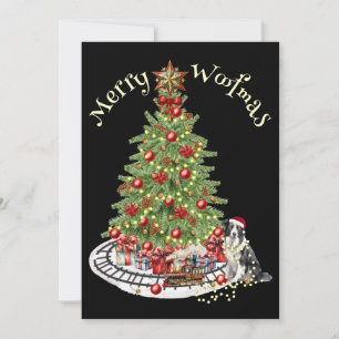 Fröhliches Woofmas-Hundedesign - Collie Feiertagskarte