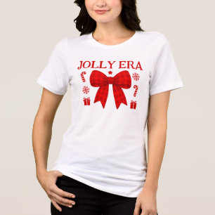 Fröhliches Zeitalter Rotes Gingham-Schleifen-Weihn Tri-Blend Shirt