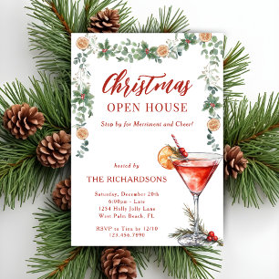 Fröhlichkeit & Frohsinn Roter Martini Weihnachts-O Einladung