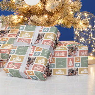 Fröhlichste Feiertage Moderne Familienfoto Geschenkpapier