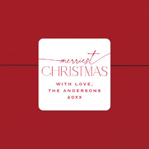 Fröhlichste Weihnachten Elegantes Holiday-Geschenk Quadratischer Aufkleber