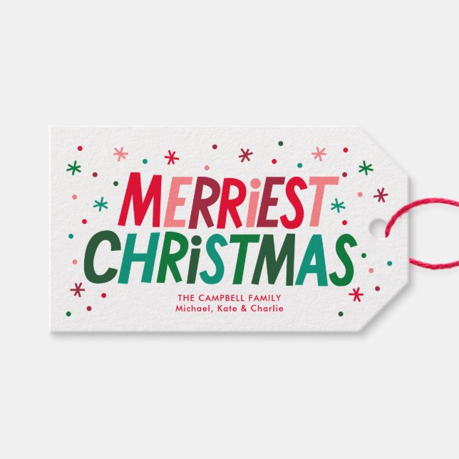 Fröhlichste Weihnachten Geschenkanhänger (Vorderseite (Horizontal))