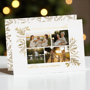 Fröhlichste Weihnachtswünsche Goldfolie 4 Fotos Folien Feiertagskarte