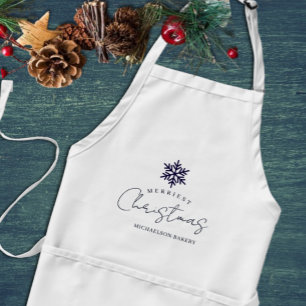 Fröhlichster Weihnachts-Schneeflocke Navy Blau Schürze