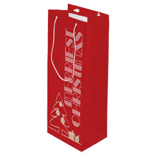 Fröhlichster Weihnachtsbaum Roter Feiertag Geschenktüte Für Weinflaschen