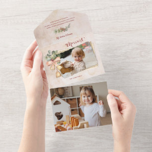 Fröhlichstes Skript & Blumen/Zerrissenes Antiquitä All In One Einladung