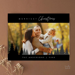 Fröhlichstes Weihnachten Familienfoto Outdoor Kief Postkarte