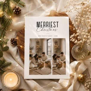 Fröhlichstes Weihnachten Moderne doppelte Foto-Fam