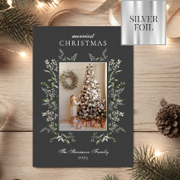 Fröhlichstes Weihnachten Wasserfarbe Silberfolie F Folien Feiertagskarte