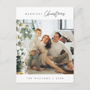 Fröhlichstes Weihnachtsfamilienfoto, modern minima Postkarte