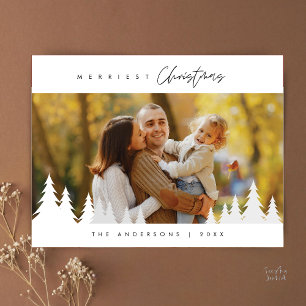 Fröhlichstes Weihnachtsfamilienfoto Outdoor Kiefer Postkarte