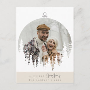 Fröhlichstes Weihnachtsfamilienfoto, Tannenbaum-Ov Postkarte