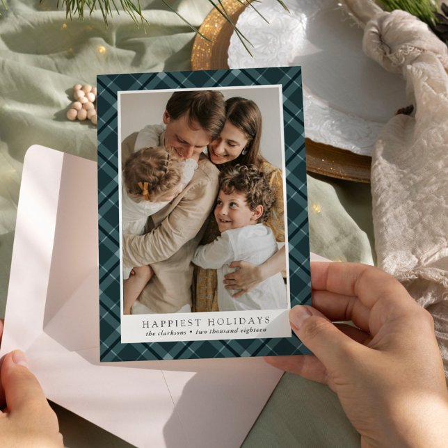 Frohste Ferien Kariertes Foto Feiertagskarte (Von Creator hochgeladen)