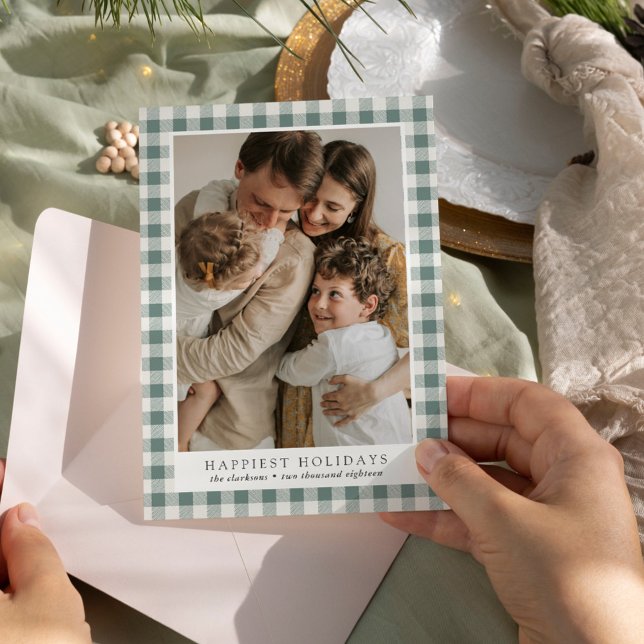 Frohste Ferien Kariertes Foto Feiertagskarte (Von Creator hochgeladen)