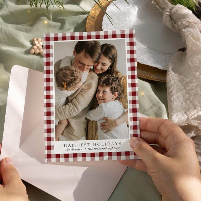 Frohste Ferien Kariertes Foto Feiertagskarte (Von Creator hochgeladen)