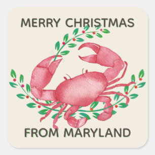 Frohste Weihnachten von Maryland-Krabbe Quadratischer Aufkleber