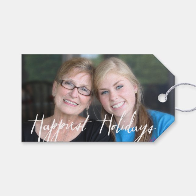 Frohster Urlaub Modernes Foto - Weißer Typ Geschenkanhänger (Vorderseite (Horizontal))