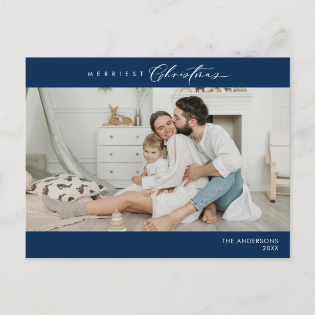 Frohstes Weihnachts-Foto, Winterglücklich Postkarte (Vorderseite)