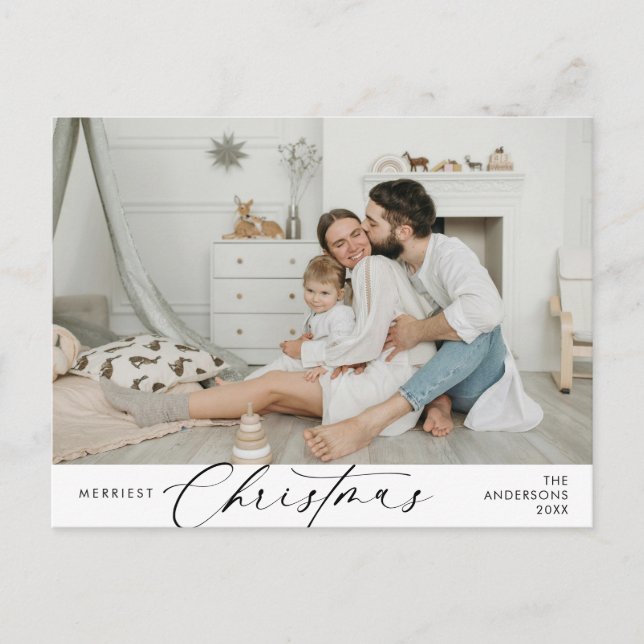 Frohstes Weihnachts-Foto, Winterglücklich Postkarte (Vorderseite)