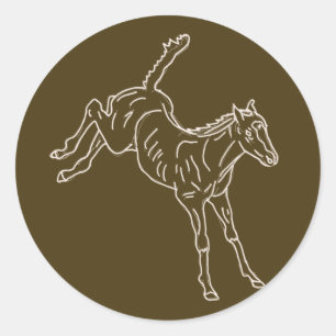 Frolcking Horse Foal - transparente Linie. Runder Aufkleber