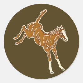 Frolcking Horse Foal - transparente mehrfarbig. Runder Aufkleber