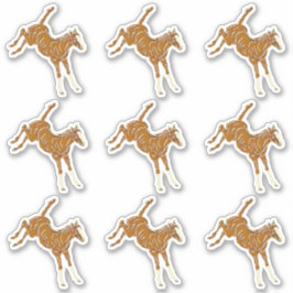 Frolcking Horse Foal - transparente mehrfarbige 9x Aufkleber