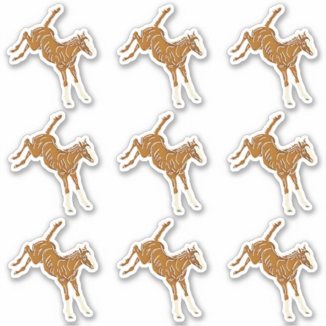 Frolcking Horse Foal - transparente mehrfarbige 9x Aufkleber (Vorderseite)