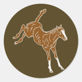 Frolcking Horse Foal - transparente ungefärbte Far Runder Aufkleber