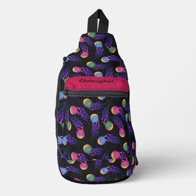 Frolf - Flammen-Datenträger Golf Crossbody Bag (Vorderseite)