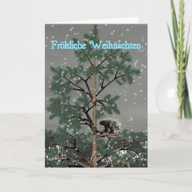 Froliche Weihnachten - Porcupine in einem Kiefernw (Vorderseite)