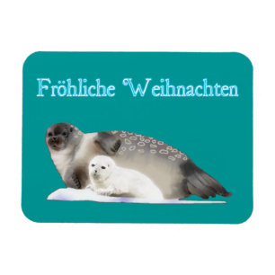 Froliche Weihnachten - Ringed-Siegel Magnet
