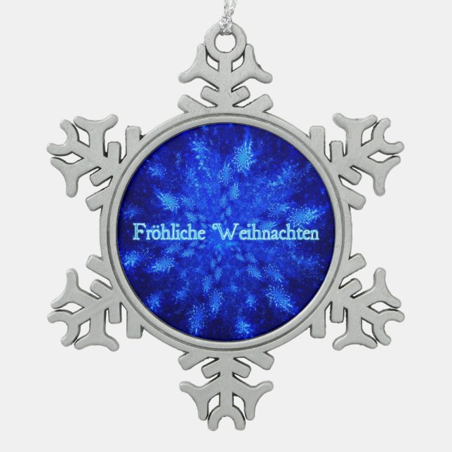 Froliche Weihnachten - Snowburst Schneeflocken Zinn-Ornament (Vorderseite)