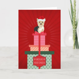 Frolijke Kerstdaagen Yorkie Hond Cadeautjes Kerstd Feiertagskarte