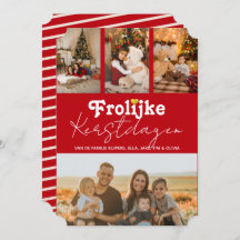 Frolijke Kerstdagen Rood 4 Fotos Kerskaart