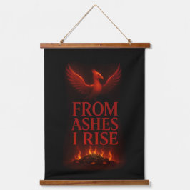 From Ashes I Rise – Phoenix Rebirth Motivational Wandteppich Mit Holzrahmen