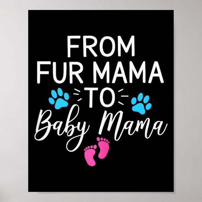 From Fur Mama To Baby Mama Dog Cat Owner New Mom  Poster (Vorne)